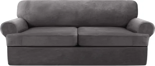 Vista 10 de Funda de sofá con cojín en forma de T, 2 piezas, funda elástica para sofá, protector de muebles extraíble con 1 funda individual en forma de cojín