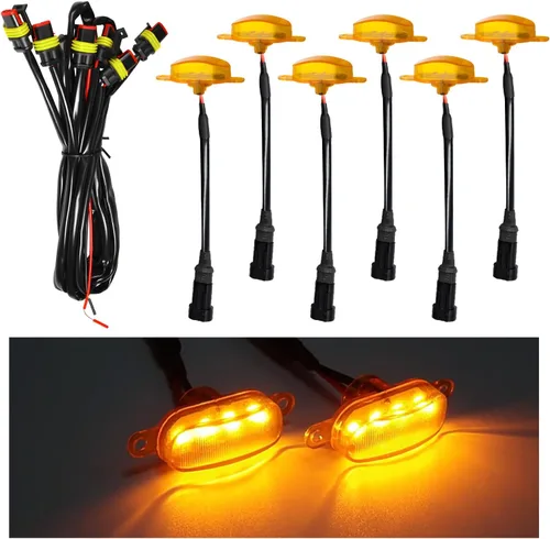 Vista 12 de Dickno 3 piezas de luces de rejilla de coche, brillantes luces LED de rejilla ámbar con arnés de cableado, lámparas impermeables de moldura