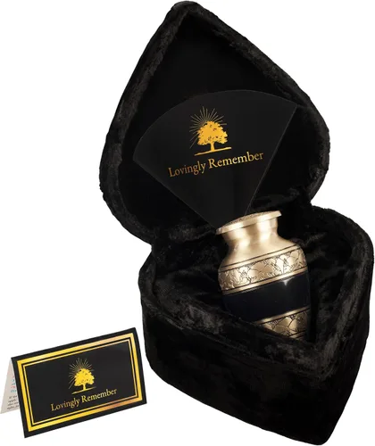 Vista 9 de Mini urnas para cenizas humanas de recuerdo – Caja de latón dorado y terciopelo de chenilla con forma de corazón