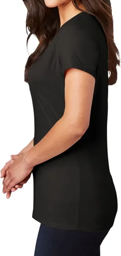 Vista 3 de Camiseta de yoga con cuello en V para mujer, color gris Hamsa, absorbe la humedad
