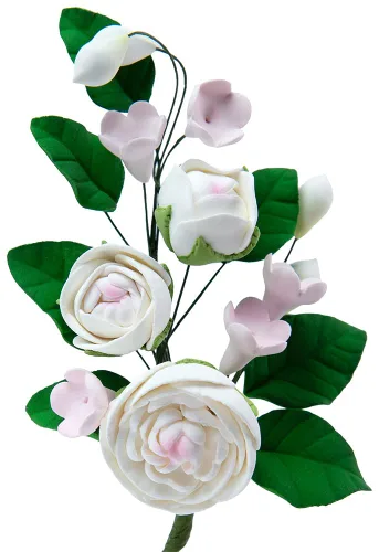 Vista 14 de O'Creme Aerosol de Flor de Masa de Goma, Rosa Blanca 6x8 - Flores Comestibles para Decorar Pasteles - Decoraciones de Flores para Tartas, Caramelos