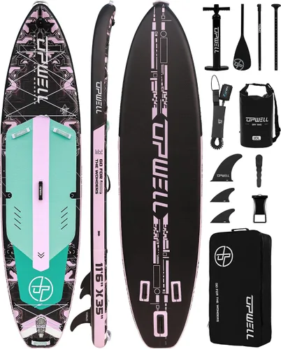 Vista 7 de UPWELL 11'6"×35" Extra Wide Inflatable Paddle Board, Stand Up Paddle Board for Youth & Adults, Stable Design, Premium SUP Accessories, 120L