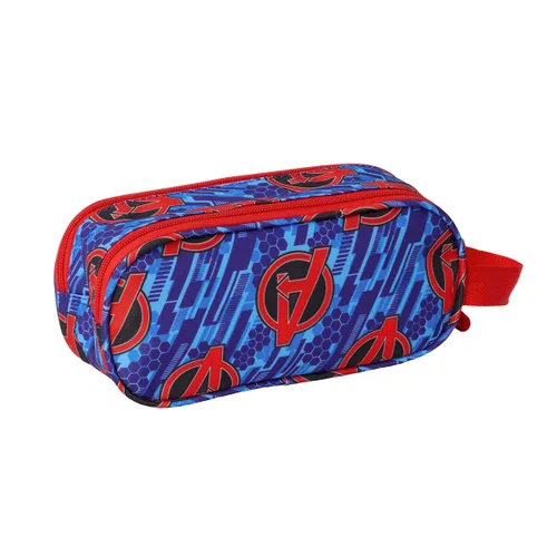 Vista 4 de Portatodo Doble The Avengers Rojo Azul oscuro 21 x 8 x 6 cm 3D