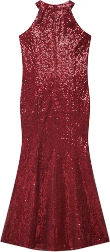 Vista 5 de ranrann Vestido de fiesta de lentejuelas con purpurina para niña, sin mangas, vestido de sirena bodycon con abertura larga, vestido de baile