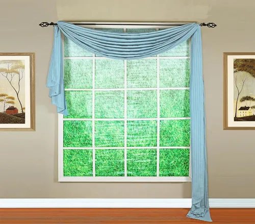 Vista 25 de Today's Curtain, Inserción de Abanico de Cortina de Rayas Silueta Translúcida, Azul, 30" x 76.2 cm de ancho x 101.6 cm de largo