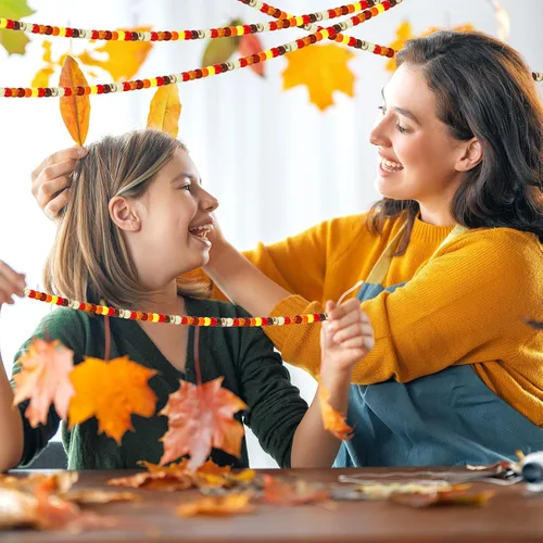 Vista 3 de 1000 piezas de cuentas de pony a granel, kit de 5 estilos de cuentas de pelo marrón para hacer trenzas y pulseras, decoración artesanal de otoño