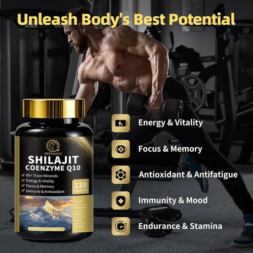 Vista 6 de Shilajit para hombres con musgo marino y ashwagandha, Hima*Layan Shilajit 12 en 1, suplementos de cápsulas con coenzima Q10, ácido fúlvico y ácido