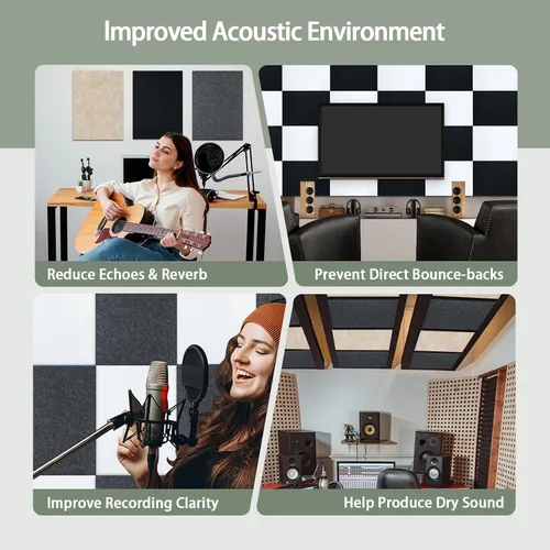 Vista 5 de TroyStudio - Panel acústico de 15.74 x 11.81 x 0.47 pulgadas, 6 unidades, densa insonorización y panel de absorción de sonido, tratamiento acústico