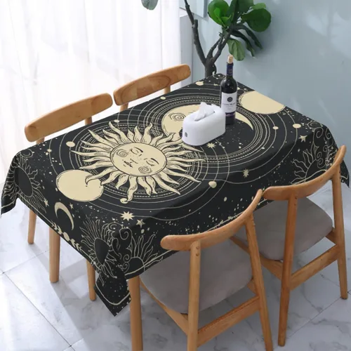 Vista 19 de Cafl Mantel retro con diseño de girasol de los años 70, sin arrugas, para picnic, cocina, vacaciones, comedor, rectangular, poliéster lavable