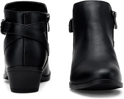 Vista 9 de VEPOSE botas al tobillo para mujer con tacón bajo y grueso, con perforaciones, botas de vaquero
