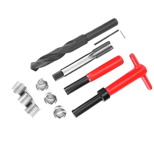 Vista 9 de Kit de reparación de rosca, 11 piezas, M16x1.5 de longitud 1.5D de acero inoxidable torcido, herramienta de inserción roscada, kit de reparación
