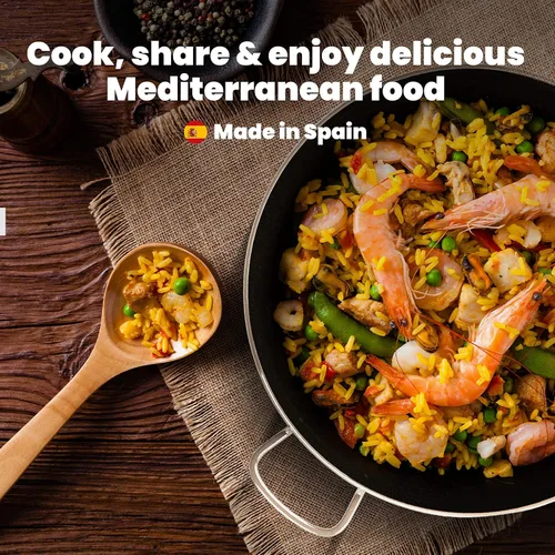 Vista 5 de Machika Sartén de acero inoxidable con superficie antiadherente Sartén grande perfecta para preparar comida mediterránea Fondo de sándwich 7