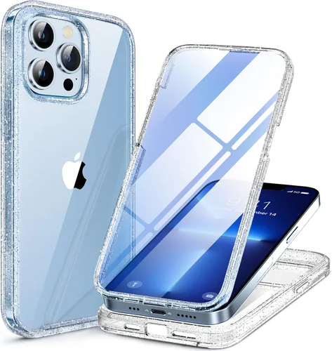 Vista 134 de Miracase - Funda magnética para iPhone 13 Pro Max de 6.7 pulgadas (compatible con MagSafe), transparente, completo, protector de pantalla de vidrio