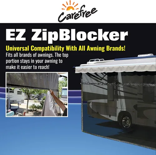 Vista 4 de Carefree Of Colorado Toldo Desplegable para Autocaravana EZ ZipBlocker - Pantalla de Sombra de Malla Negra para Toldo de Autocaravana, Bloqueador