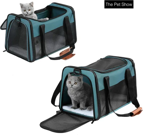 Vista 3 de Transportín para Gatos - Transportín Portátil Plegable para Perros y Mascotas, Bolsa para Mascotas de Lados Suaves hasta 15 Libras, Transportín