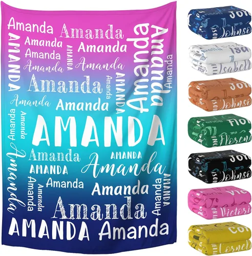 Vista 18 de Manta personalizada con nombre, mantas y mantas personalizadas para niños, bebés y adultos, manta con nombre personalizada para mujeres, hombres