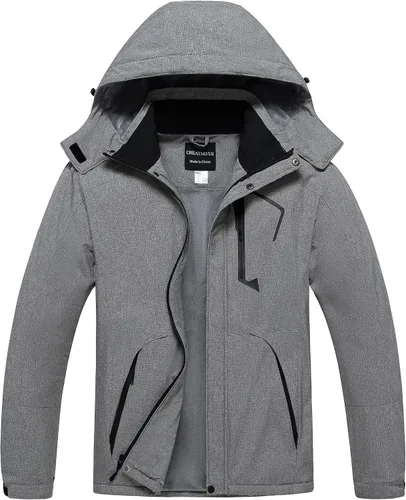 Vista 8 de CREATMO US Chaqueta de esquí impermeable de montaña para hombre, resistente al viento, abrigo de invierno cálido para snowboard