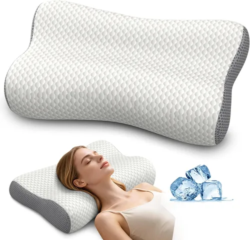 Vista 8 de Almohada cervical para el cuello, almohadas de espuma viscoelástica de contorno para aliviar el dolor de cuello, almohada ergonómica para dormir
