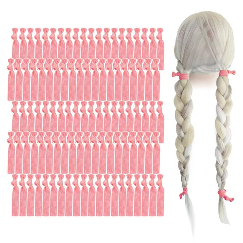 Vista 29 de MEEDEE Paquete de 100 lazos para el cabello, color negro, sin pliegues, nudos suaves para mujeres, sin daño, adecuado para colas de caballo, yoga