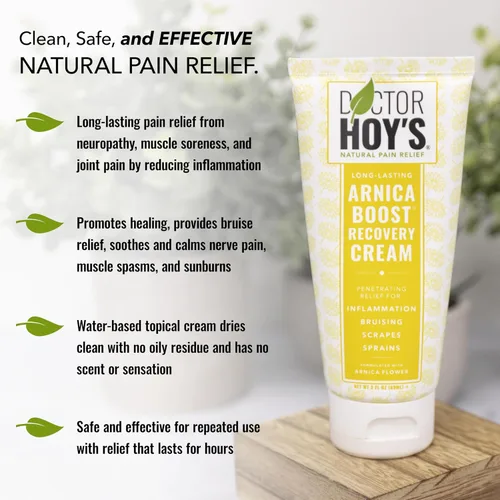 Vista 3 de DOCTOR HOY'S Crema natural de recuperación de árnica, crema para aliviar el dolor muscular y moretones, fórmula homeopática tópica con árnica