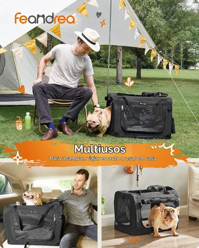 Vista 2 de Feandrea Collapsible Soft Dog Crate, Portable Travel Carrier, 24 Inches Negro