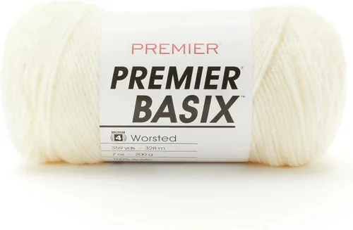 Vista 35 de Premier Yarns Basix, hilo de estambre sólido, hecho de acrílico, hilo ideal para ganchillo y tejido, color blanco, 359 yardas