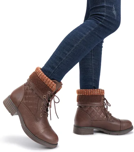 Vista 62 de STQ Botas de combate con cordones para mujer