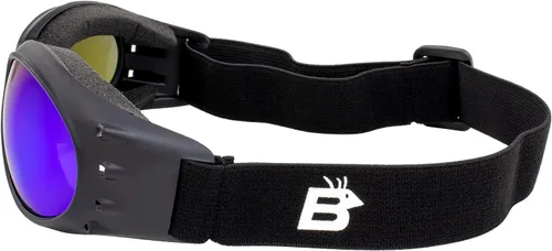 Vista 3 de Birdz 2 pares de gafas de equitación deportivas Eagle negro mate acolchadas con lente reflectante azul/naranja ReflecTech