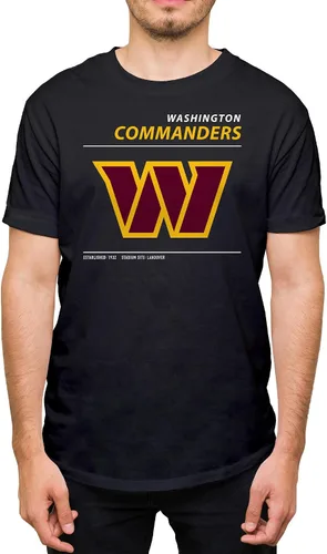 Vista 19 de Hybrid Sports NFL - Team Logo and Stats - Adult Unisex Short Sleeve Fan T-Shirt for Men and Women - Officially Licensed