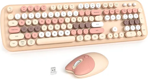 Vista 8 de MOWUX - Combo de teclado y mouse inalámbricos para Windows, teclado inalámbrico externo de tamaño completo 2.4G, mouse compacto, 8 teclas multimedia