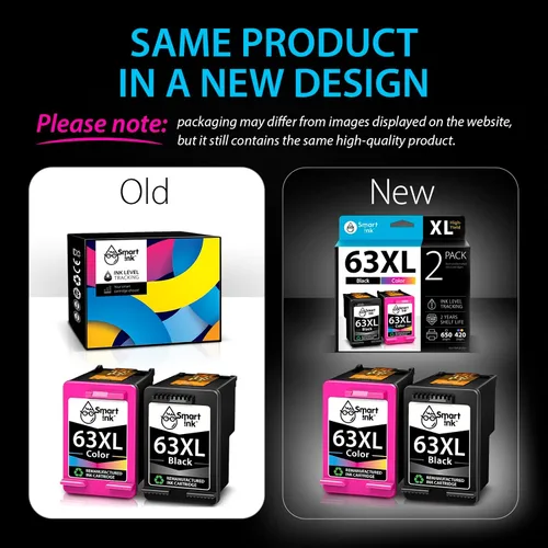 Vista 2 de Smart Ink Cartuchos de tinta remanufacturados de repuesto para HP 63 XL HP 63XL negro y color 2 paquetes combinados para Officejet 3830 4650 5255