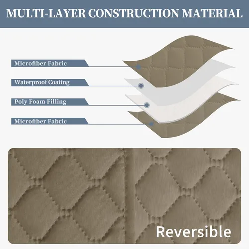 Vista 4 de ISSUNTEX Fundas de sofá de dos plazas con doble protección 100% impermeables para sala de estar, fundas para sofá de 2 cojines, protector de muebles