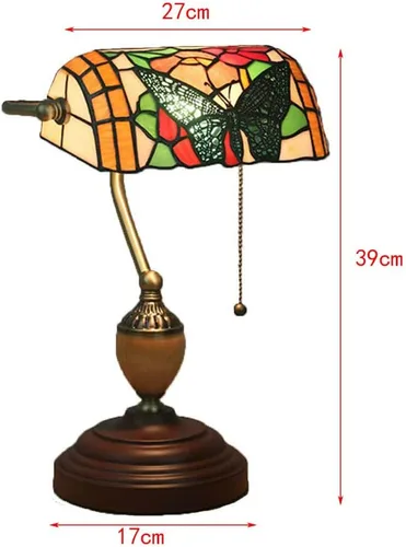 Vista 2 de Baroque Stained Glass Deskp with Pull Cswitch Style Bankerp for Liviroom Office Bedroom Antzinc Base Traditional Tablep for Bedside or Desk Use/B