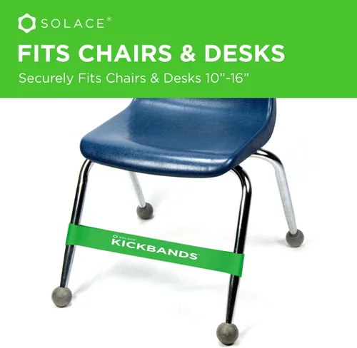 Vista 3 de KICK BANDS Bandas para sillas para niños con pies inquietos, paquete de 3 bandas para aliviar la ansiedad con TDAH para sillas y escritorios