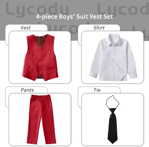 Vista 48 de Conjunto de chaleco para niños, trajes formales, trajes de boda, ropa de vestir
