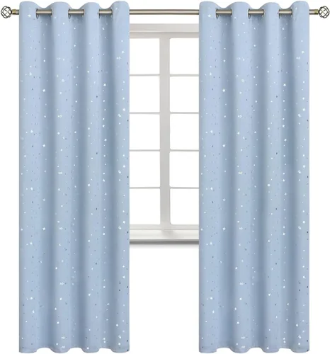 Vista 81 de BGment Cortinas opacas para dormitorio infantil, con aislamiento térmico, con ojales, estampado de estrellas plateadas, cortinas para oscurecer