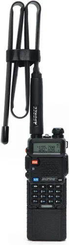 Vista 6 de Abbree SMA - Antena de banda dual hembra VHF/UHF 144/430 MHz antena de látigo suave de alta ganancia para radio bidireccional Baofeng UV-5R UV-82.