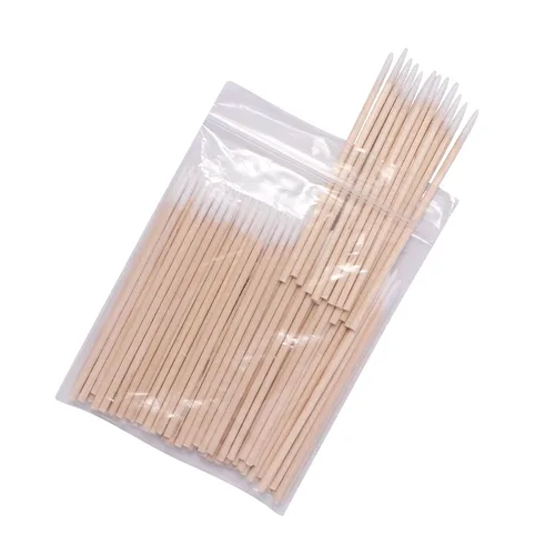 Vista 4 de 1200 Uds. Uñas de madera de algodón hisopo de limpieza de 2.8 in Microbrush pestañas Sticks Tip Ear Toothpick Maquillaje Palillos de cejas Pegamento