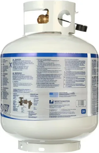 Vista 3 de Bernzomatic Worthington Tanque de propano de grado profesional de 20 libras, con o sin medidor de capacidad de combustible, fabricado con fácil