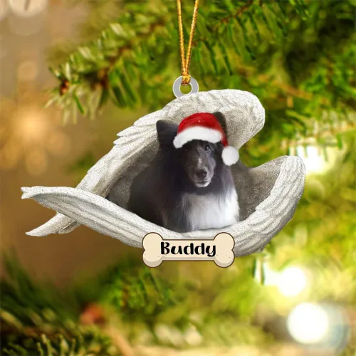 Vista 97 de Afghan Hounds - Adorno de Navidad con alas de ángel durmiente, recuerdo personalizado para perros 2024, adorno de forma acrílica, regalos