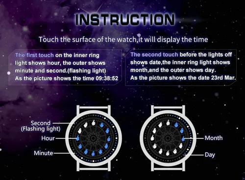 Vista 5 de YJacuing Anime Saint Seiya - Reloj LED táctil con constelación del zodiaco Edición Coleccionista