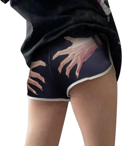 Vista 4 de Drawyme Jujutsu Kaisen Sukuna - Pantalones cortos de anime para mujer