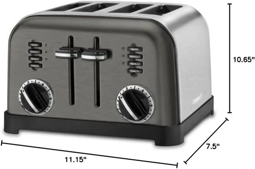 Vista 3 de Cuisinart CPT-180BKS Tostadora Clásica de 4 Rebanadas, Negro/Acero Inoxidable