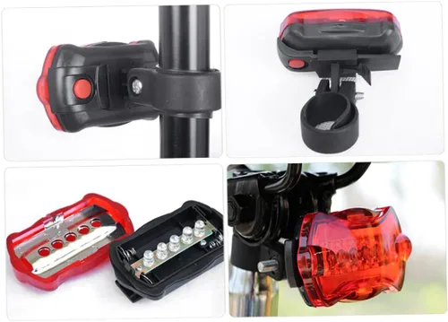 Vista 9 de Lámpara de bicicleta 5led Mountain Bike impermeable faro trasero combinación para negro impermeable faro trasero luz combinada
