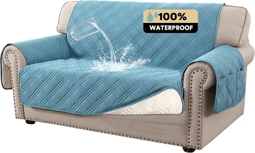 Vista 35 de PrinceDeco Fundas 100% impermeables para sofá biplaza de 2 cojines, fundas impermeables y lavables para sofá con bolsillo lateral, protector