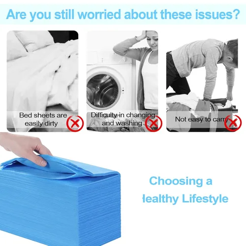 Vista 3 de 100 fundas para mesa de masaje de 31 x 71 pulgadas, impermeables, desechables, de tela no tejida, protector transpirable para terapia de masaje Azul