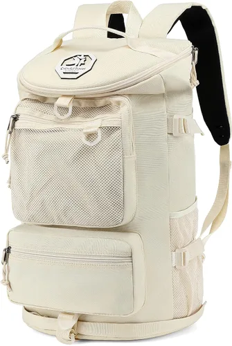 Vista 20 de Kalesi Mochila Bolsa de Lona para Gimnasio 4 Vías Impermeable con Compartimento para Zapatos para Viaje Deporte Senderismo Laptop, 02-Negro