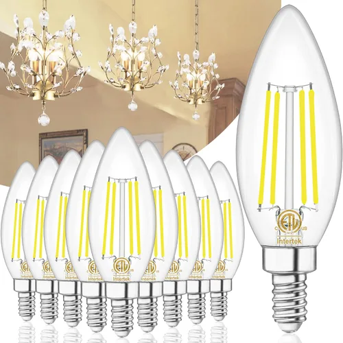 Vista 17 de winshine Bombillas LED E12 para candelabro regulables, 2700 K, blanco cálido, equivalente a 60 W, eficiencia energética, 4 W, tipo B