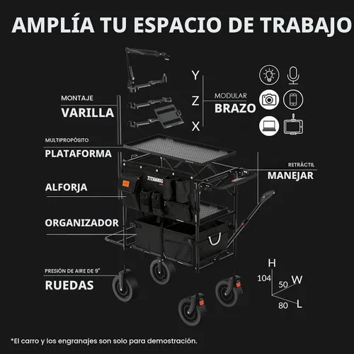 Vista 2 de TARION Video Producción Carro Accesorios Caja Plegable Titanrig Organizador