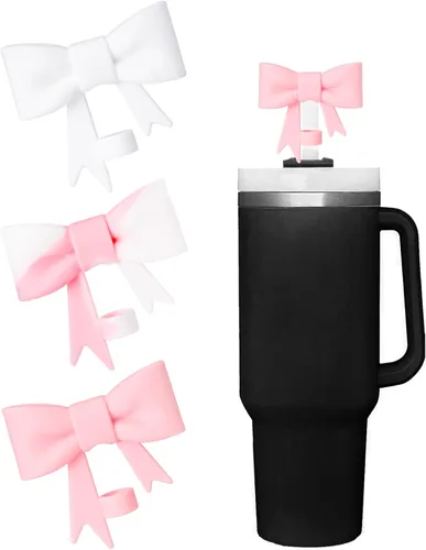 Vista 26 de Juego de 4 fundas de popote con diseño de estrella compatibles con vasos Stanley de 30 y 40 onzas, reutilizables, bonitas puntas de popote